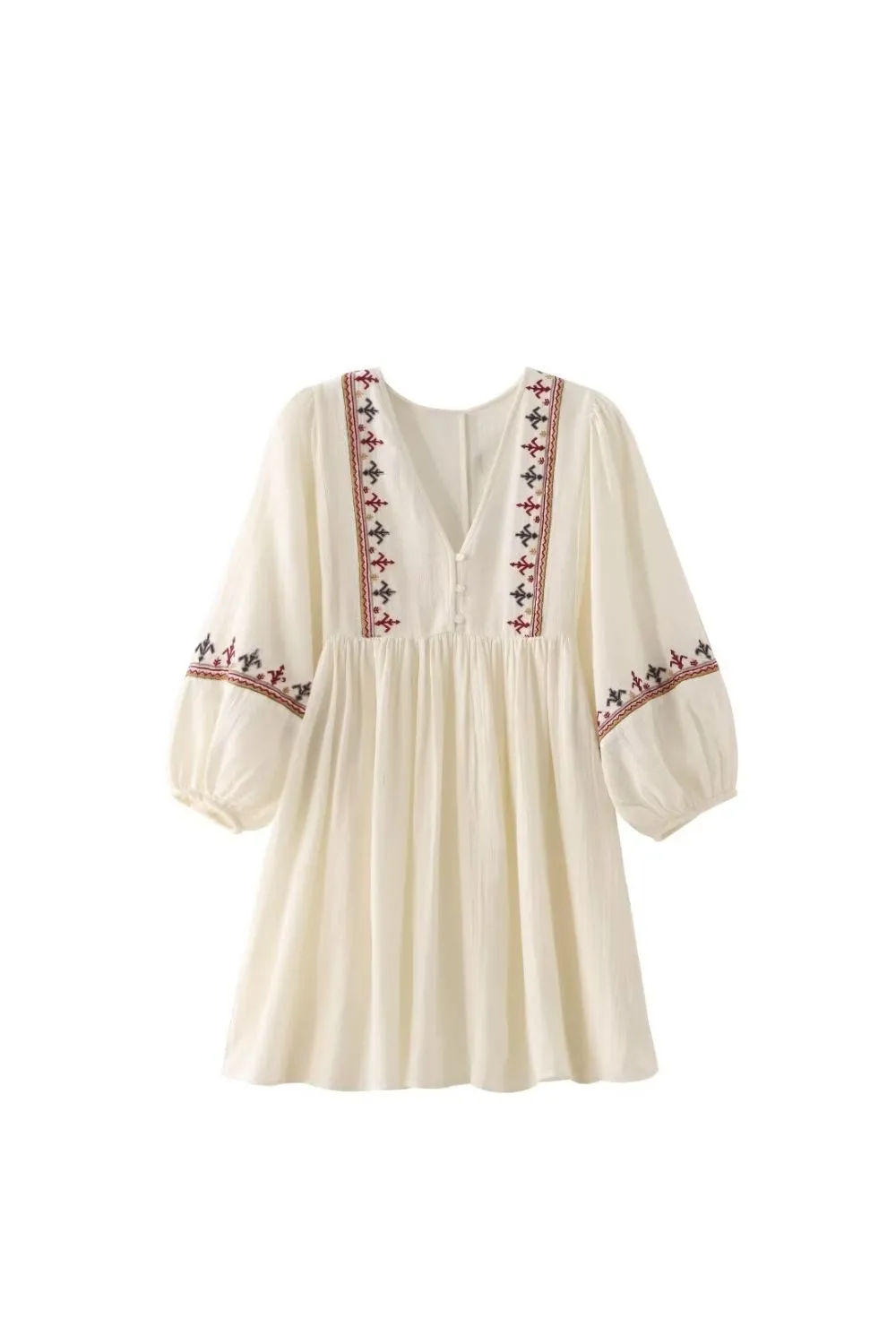 'Lydia' Casual Patchwork Embroidered Mini Dress