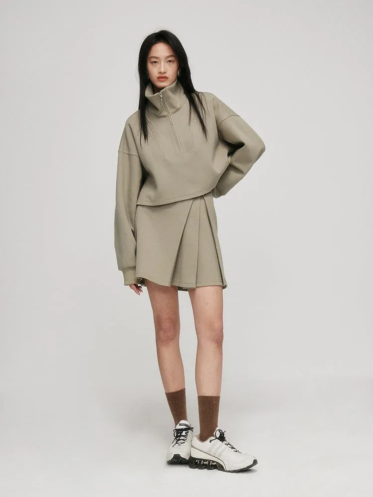 Racer-pleated A-line Skirt