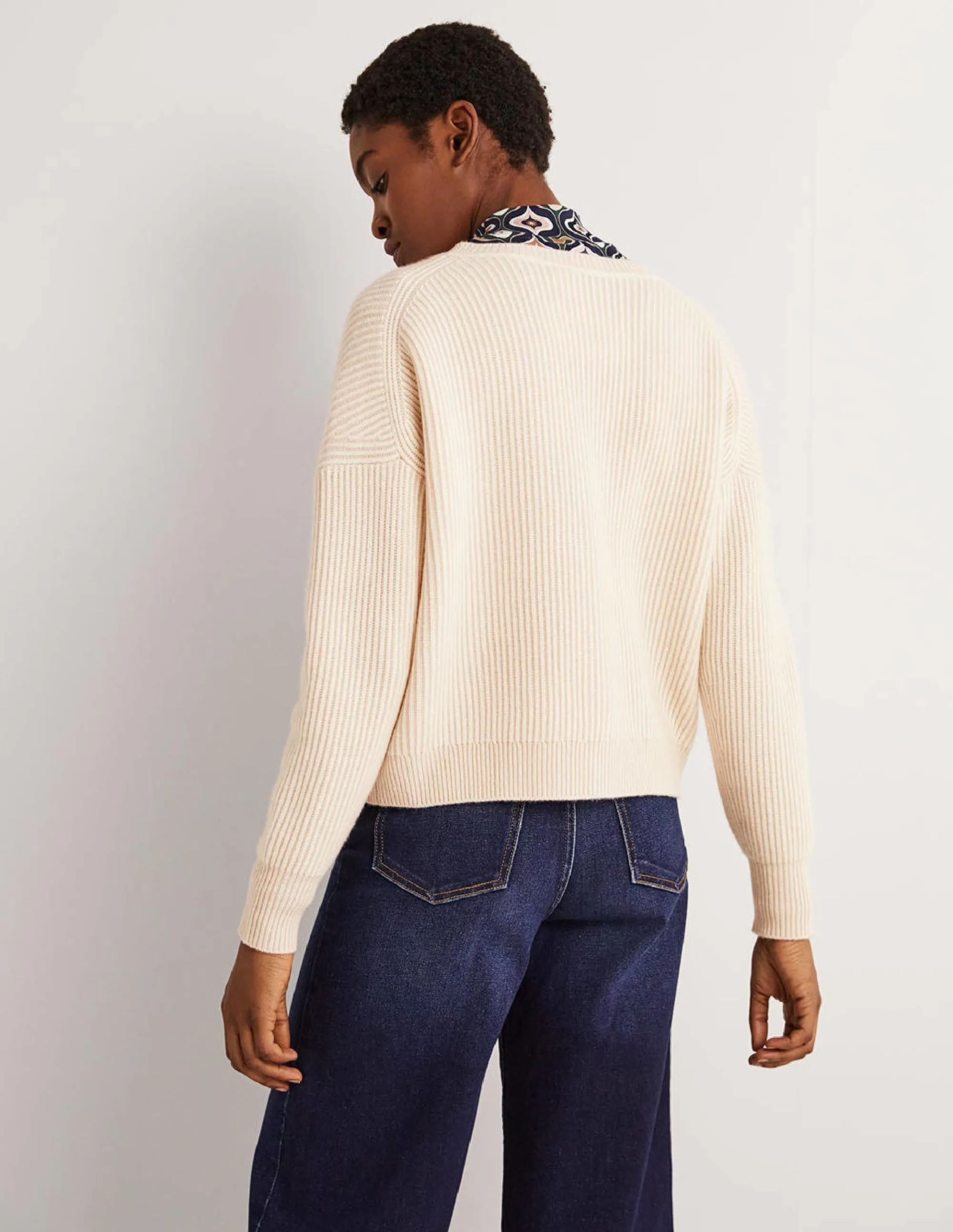 Ribbed Knit Cashmere Cardigan-Rope